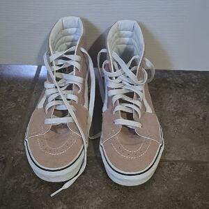 High-Top Sneakers in Tan and White